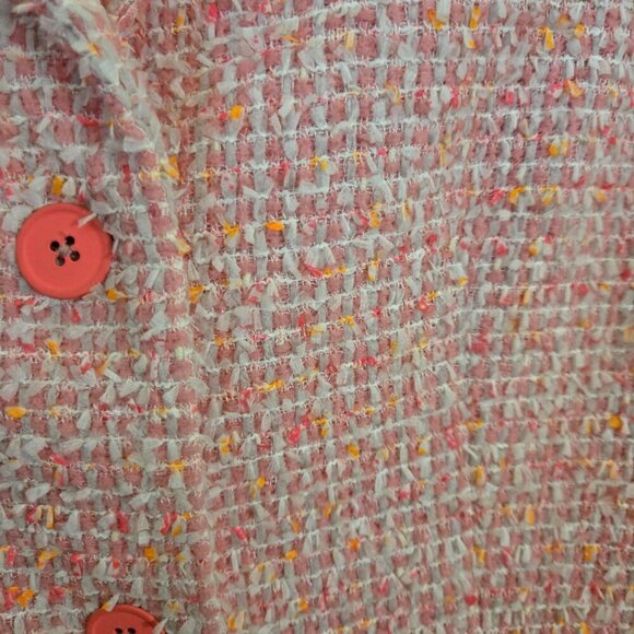 Elie Tahari Designer Pink Tweed Blazer Fully Lined Spring Summer Size 6 - Picture 4 of 7